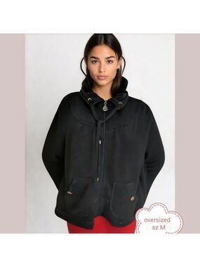 Black zip up sweater jacket oversized By Vintage Cotton